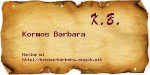 Kormos Barbara névjegykártya